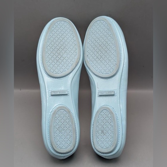 Tory Burch MINNIE TRAVEL BALLET FLAT Leather Island Blue Sz 7.5 - Picture 8 of 10
